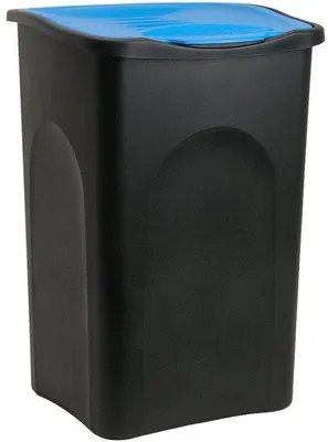Produktbild von Abfalleimer 50 L mit Klappdeckel für Küche und Abfallsystem - Schwarz Blau