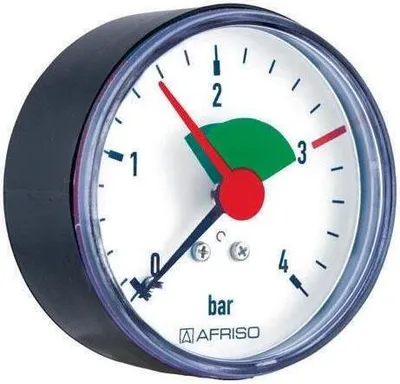 Produktbild von Afriso Manometer Anzeigebereich 0/4 bar HZ 63, G 1/4" B, axial 63915