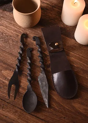 Produktbild von Essbesteck- 3-teilig Messer, Gabel, Löffel mit Tasche