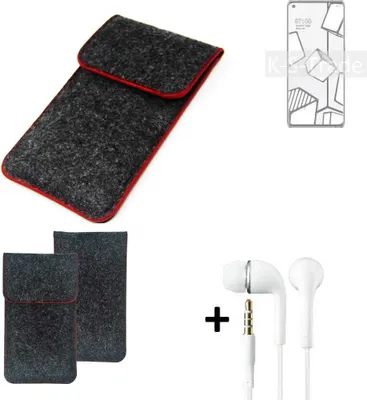 Produktbild von K-S-Trade Handy Schutz Hülle kompatibel mit Oppo A55 Schutzhülle Handyhülle Filztasche Pouch Tasche Case Sleeve Filzhülle dunkelgrau roter Rand +