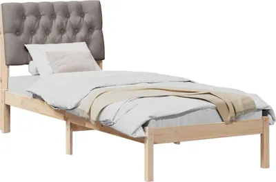 Image de Cadre de lit avec tête de lit rembourrée Marron 75 x 190 cm