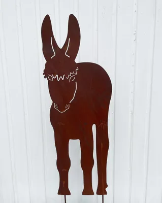 Produktbild von Esel von vorne 80x28cm zum Stecken Gartenstecker Edelrost Gartendeko Wetterfest Rost Gartenfigur Metall Rostfigur Tier Maultier Pferd Pony