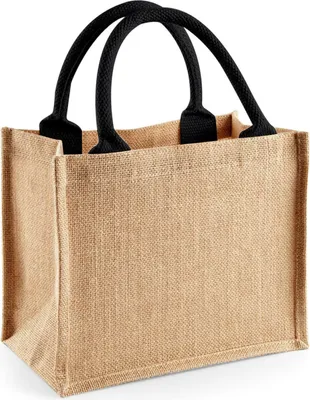 Image de Westford Mill W412 | Mini sac cadeau en jute 26 x 22 x 14 cm - Couleur : Natural/Black - Taille : One Size