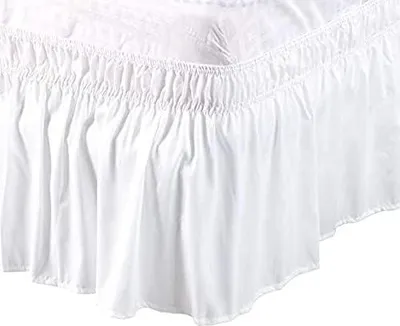 Produktbild von Bettrock Rüschen Bettvolant Boxspringbett Tagesdecke 100 * 200CM*40 Bett Blatt RöCke Keine BettoberfläChe Weiß Beige Ruffled Solid Wrap Around Style Elastisch
