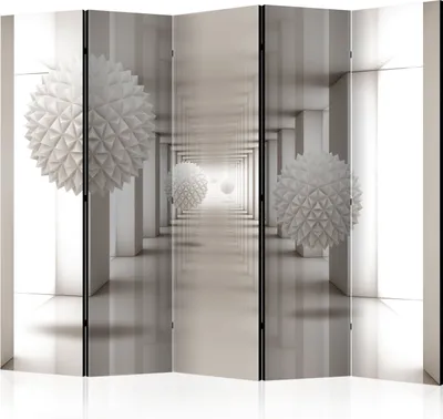 Produktbild von Neuheit! Dekorativer Paravent Raumteiler Trennwand Foto-Paravent Spanische Wand XXL 3D Perspektive Kugeln 225x172 cm a-A-0149-z-c