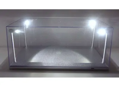A clear display case with LED lighting.