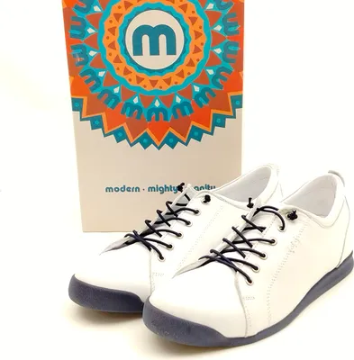 Produktbild von Manitu Damen Sneaker mit Stretchschnürung weiß dunkelblaue Laufsohle 40