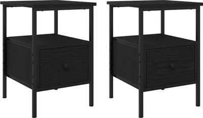 Obrázek produktu pro vidaXL Noční stolek 2 ks černý dubový vzhled 34 x 36 x 50 cm