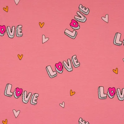 Produktbild von Baumwolljersey Stoff Meterware Jerseystoff NEON LOVE rosa pink 148cm