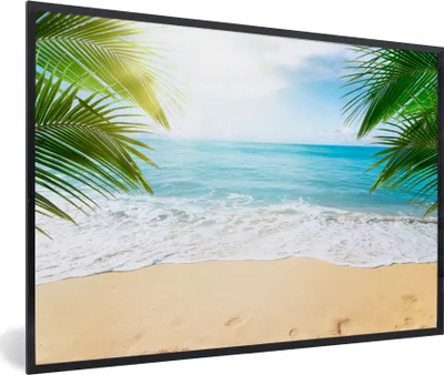 Produktbild von MuchoWow® MuchoWow® Gerahmtes Poster Strand - Sand - Meer - Palme 30x20 cm - Poster mit zchwarzem Bilderrahmen - Kunstdruck - Bild-Poster