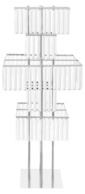 Produktbild von Blumenständer 5-stöckig - Display- und Tortenständer - Metallgestell mit Acrylböden - Tragkraft 10 kg - Für Hochzeit Party Zuhause - Silber quadratische Basis