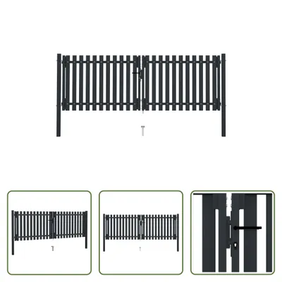 Obrázek produktu pro The Living Store dvoukřídlá plotová brána ocelová 306x150 cm antracitová