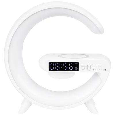 Produktbild von MasterLED RGB Nachttischlampe, Qi Ladestation, Bluetooth Lautsprecher, Uhr mit Weckfunktion