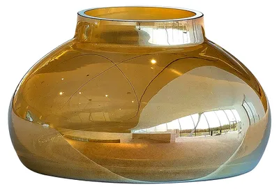 Produktbild von Leonardo Poesia Deko-Vase in Gold, handgefertigte bauchige Glasvase mit elegantem Dekor, Höhe 9,3 cm