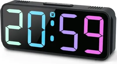 Zdjęcie produktu dla Cyfrowy budzik RGB Kolorowe dzieci, bez małej regulowanej głośności Jasność Funkcja drzemki 12/24 godziny Zasilanie sieciowe