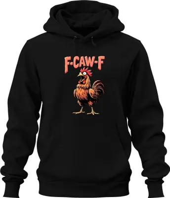 Obrázek produktu pro F CAW-F Funny Rooster Cartoon Farm Gift Vintage Humor Uni mikina s kapucí, černá, M