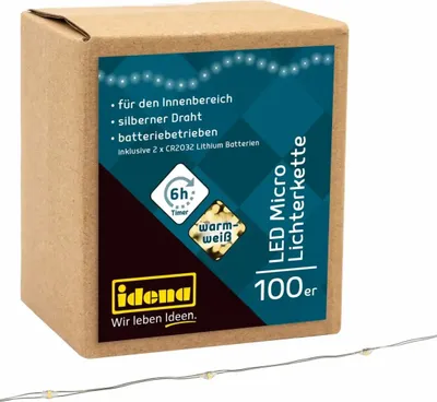 Produktbild von Idena 100er Micro LED Lichterkette silber 10,2 m