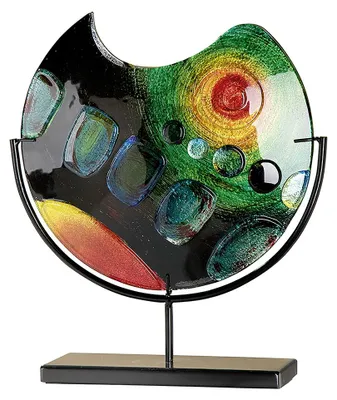 Produktbild von Casablanca by Gilde Glasart runde Dekovase auf Ständer Sunrise Innenwände sind handbemalt, Innenwände handbemalt H. 37 cm,39057