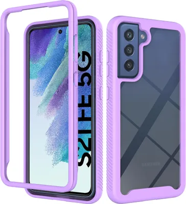 Produktbild von Galaxy S21 FE 5G Hülle, Hybrid Transparente Rückseite Robust TPU Bumper Rutschfest Stoßfest Ganzkörper Schutzhülle für Samsung Galaxy S21 FE 5G Lila