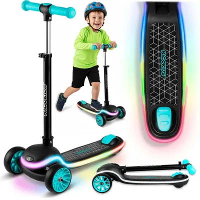 Produktbild von Ricokids Leddi Dreirad-LED-Balance-Scooter für Kinder - schwarz und türkis