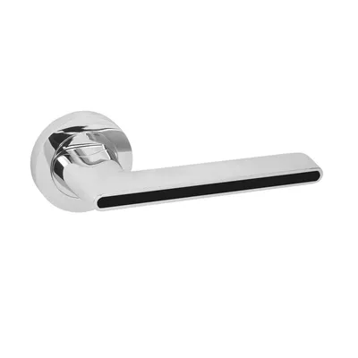 Produktbild von DOMINO Türgriff Drückergarnitur | Türklinke für Zimmertür, Bürotür, Kellertür & Innentür | Türbeschläge aus Znal | Chrom/Schwarz Türdrückergarnitur |ONYKS-R M6/SCHWARZ