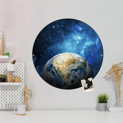 Zdjęcie produktu dla Designerska tablica magnetyczna stalowa czarna okrągła 47cm globus