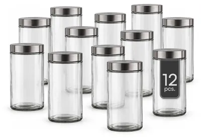 Produktbild von Vorratsglas - Glas - 1250 ml - mit Aluminiumdeckel - 12er Set