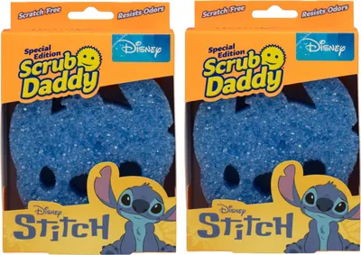 Produktbild von Scrub Daddy Disney Stitch Spülschwamm, Reinigungsschwamm Gesicht Form - Texturveränderung, Kratzfreier Schwamm Küche, Radierschwamm Schmutzradierer, Putzschwämme Spülmaschinenfest - 2er-Pack