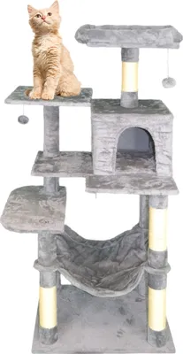 Image de Arbre à chat Arbre à chat colonne épaisse, 143 cm, stable, meuble pour chats, Rome gris