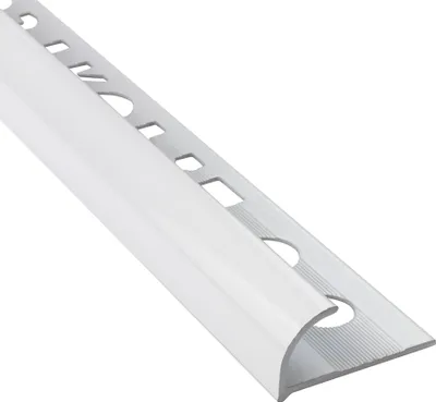 Produktbild von Alu Viertelkreis Profil Fliesen eloxiert, pulverbeschichtet, gebürstet 2,7m 10mm weiss