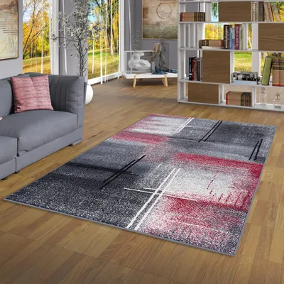 Produktbild von Designer Teppich Brilliant Rot Grau Verlauf, Größe:200x290 cm