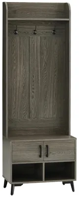 Productafbeelding van Kledingkast met schoenenrek - Entremobiel - 3 haken - 2 deuren - 60 x 34 x 170 cm - Melaminehout - Grijs