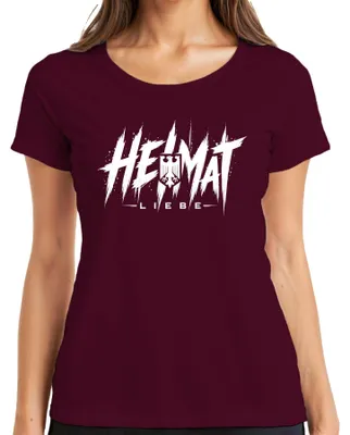 Productafbeelding van Heimat, Liebe, Deutschland, Bundesadler, Wapen, T-shirt voor dames, bordeauxrood, maat M
