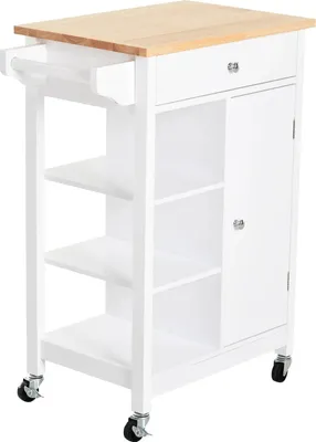 Obrázek produktu pro Kuchyňský vozík - Servírovací vozík - 1 zásuvka, 1 skříňka, 3 otevřené police - 66 x 39,5 x 86,5 cm - Nutná montáž