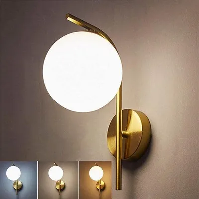 Immagine prodotto di Lampada da parete in vetro personalizzabile, attacco E27, color oro – ideale per camera da letto, soggiorno, ingresso – illuminazione da parete per comodino