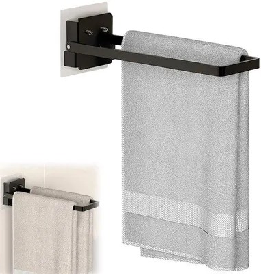 Produktbild von Azomor®️ Schwarze selbstklebende Handtuchstange für Bad und Küche ohne Bohren