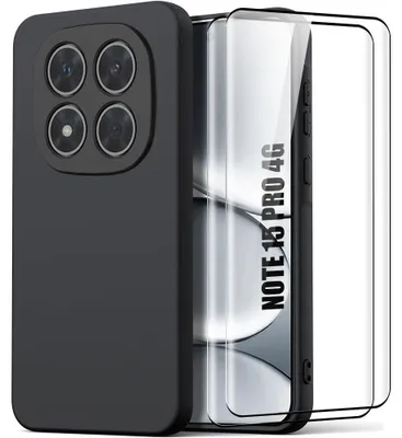 Image de Coque + 2 Verres Trempés pour Xiaomi Redmi Note 15 Pro 4G, Slim Antichoc Anti-Rayure Noir