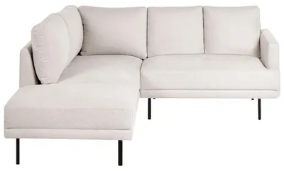 Produktbild von BELIANI Ecksofa Hellbeige Stoff Rechtsseitig 4-Sitzer Sofa mit Schwarzen Metallfüßen Glamour Modern Wohnzimmer Büro Arbeitszimmer Wohnküche Esszimmer