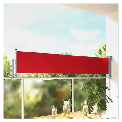 Produktbild von Ausziehbare Seitenmarkise 60×300 cm Rot, Balkonmarkise wasserdicht für Terrasse, Wohnmobil, Garten, Café