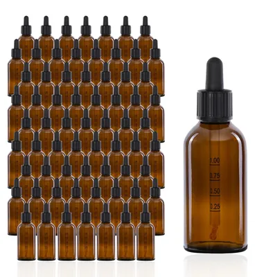 Produktbild von Oputec 68x 100ml Braunglas Pipettenflaschen mit Skala, kindersicher dicht für Öle Aromen Essenzen