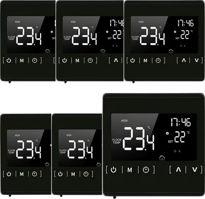 Produktbild von 6X Smart Digital Raumthermostat LCD Touchscreen Thermostat Wandthermostat für 16A Elektroheizung Fußbodenheizung Programmierbarer,Schwarz