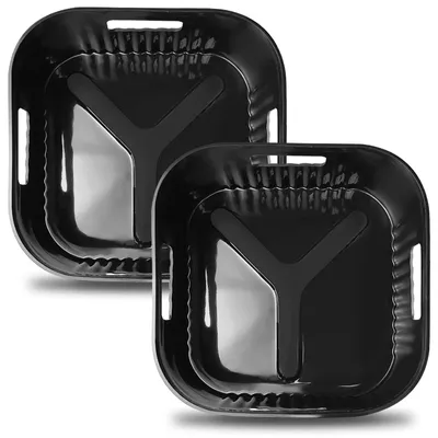 2er-Set Silikonformen für Heißluftfritteuse, 20 x 20 cm, schwarz
