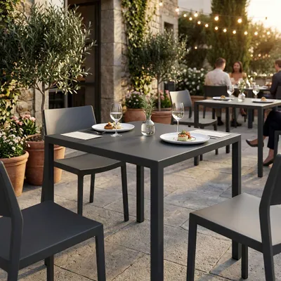Immagine prodotto di Milani Home - tavolo autolivellante da esterno 70 x 70 cm, metallo antracite, per bar, ristorante e dehor