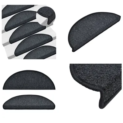 Imagen del producto de vidaXL, 15 unidades de alfombras para escaleras, color antracita, 65 x 24 x 4 cm - Alfombra para escaleras - Juego de alfombras para escaleras - Alfombra para escalones - Juego de alfombras para escalones