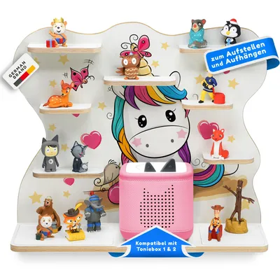 Produktbild von stadtecken® Kinder Regal für Musikbox I Geeignet für die Toniebox 1 & 2 und Tonies I Hörspiel I zum Aufstellen oder Aufhängen I Lovely Pony