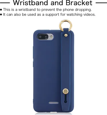 Produktbild von Für Redmi 6A einfache solide Farbe Chic Handgelenk Rope Bracket Matte TPU Anti-Scratch rutschfeste Schutzhülle Rücken Case 7 Königsblau