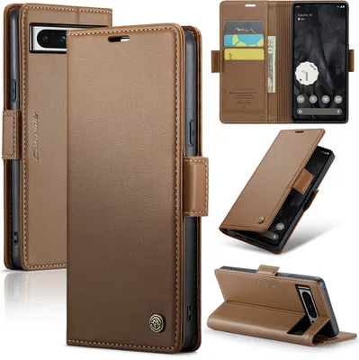 Produktbild von Google Pixel 8 Pro Hülle, Leder Brieftasche Kartenfach Schutzhülle mit Standfunktion für Google Pixel 8 Pro Braun