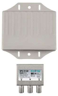 Produktbild von Axing SPU 21-02, Kabelkombinierer, 47 - 2200 MHz, Grau, Silber, 1 Stück(e), 120 mm, 30 mm
