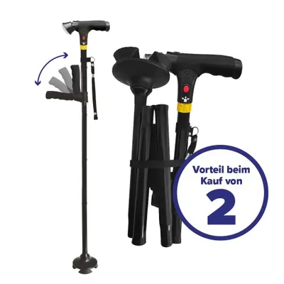 Produktbild von DR. HO’S Get Up & Go - Gehstock Damen & Herren mit LED-Licht & Alarmknopf - Gehstock klappbar & höhenverstellbar - Gehhilfe für Senioren & Erwachsene