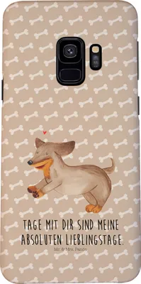 Produktbild von Mr. & Mrs. Panda Samsung Galaxy S9 Handyhülle Hund Dackel - Hundeglück - Geschenk, Braun, Hülle, Sprüche, Herz, Handy Schutzhülle, Cover, Handycover